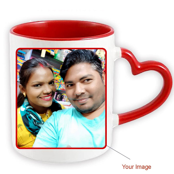 Red Heart Handle Mug